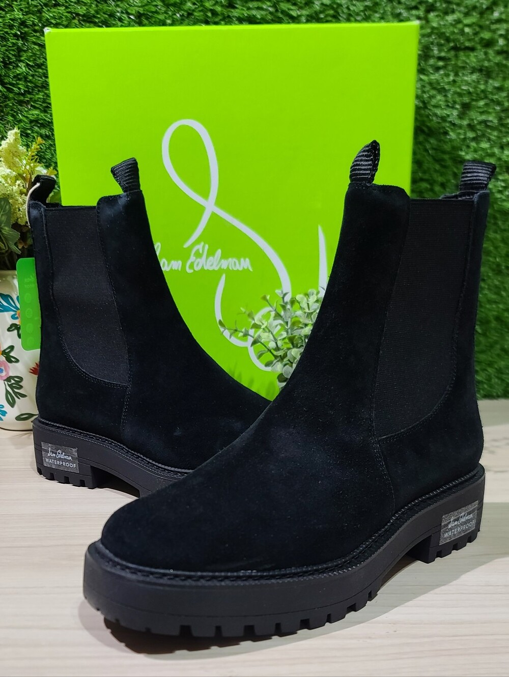 Sam Edelman Laguna Waterproof Boots / Black Suede US Women's 7.5 NEW